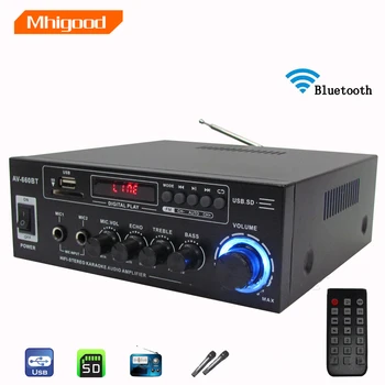 2000W power amplifier 2.0 Channel Audio Home Theater Amplifiers DC 12V 110V/220V Support EQ FM SD USB 2 Mic 5.0 bluetooth