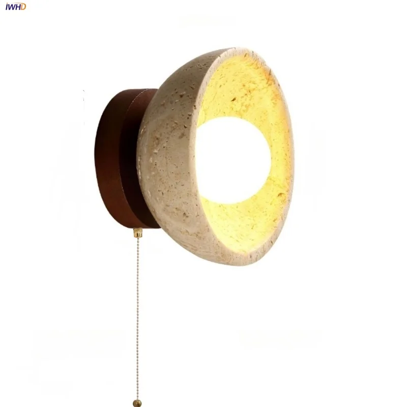 IWHD Wood Base LED Wall Light Hotel Dining Room Decor Natrual Yellow Travertine Nordic Modern Pull Chain Bedside Lamp Lighting
IWHD Wood Base LED Wall Light Hotel Dining Room Decor Natrual Yellow Travertine Nordic Modern Pull Chain Bedside Lamp Lighting
