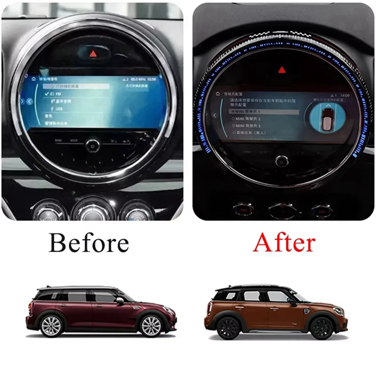 Car Central Control Decoration Circle Navigation Screen Cover for MINI JCW F54 Clubman & F60 Countryman, 6.5inch -T45C
Car Central Control Decoration Circle Navigation Screen Cover for MINI JCW F54 Clubman & F60 Countryman, 6.5inch -T45C