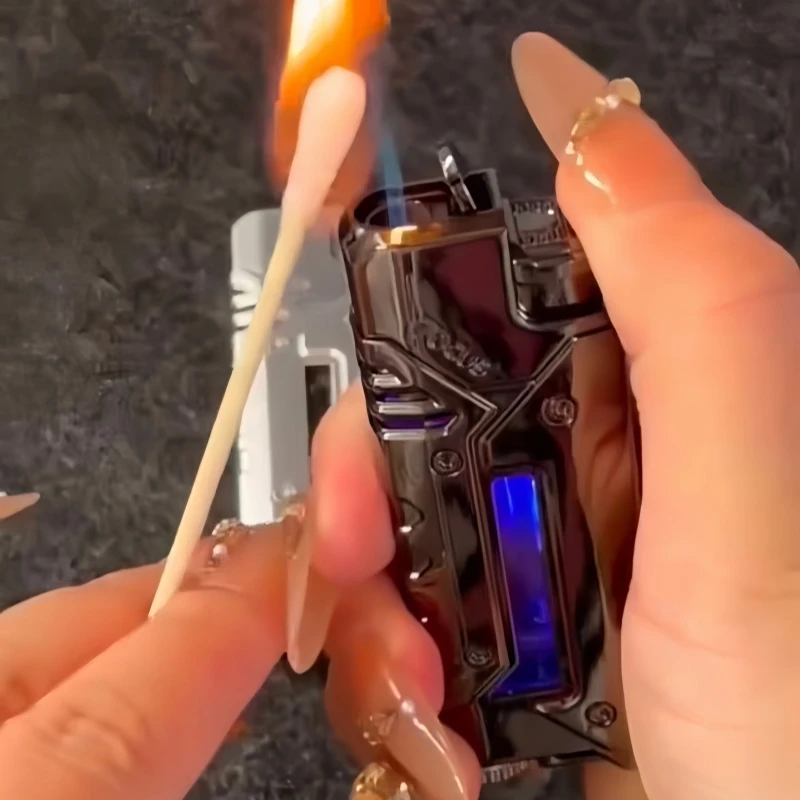 Creative Mechanical Style Cigar Lighter Straight Fire Metal Turbine Outdoor Windproof Lighter Portable Men's Small Tool
Creative Mechanical Style Cigar Lighter Straight Fire Metal Turbine Outdoor Windproof Lighter Portable Men's Small Tool