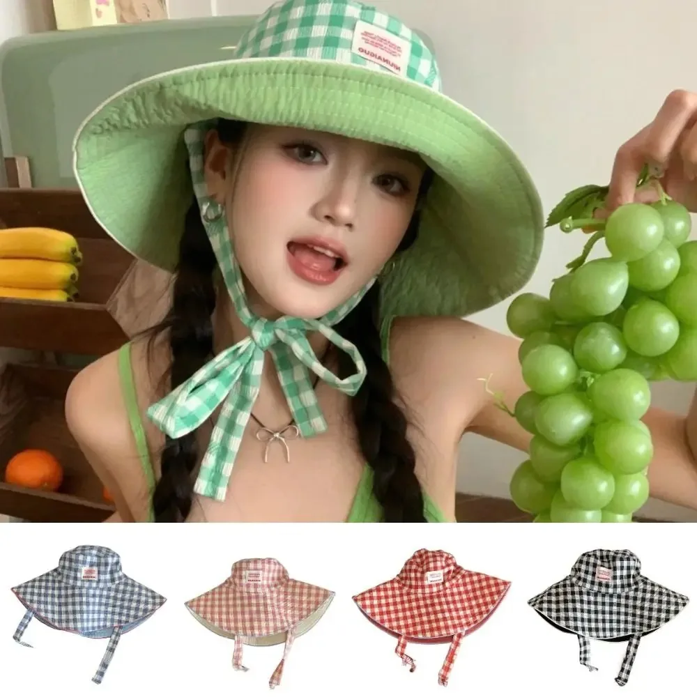 New Grid Fisherman Hat Lace-up Sun Protection Sun Protection Hat Wide-brimmed Sun Hat Summer
New Grid Fisherman Hat Lace-up Sun Protection Sun Protection Hat Wide-brimmed Sun Hat Summer
