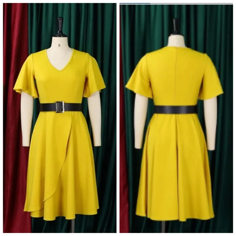 Summer Polyester African Dress for Women Short Sleeve V-neck Yellow Blue Knee-length African Clothing S-3XL
Summer Polyester African Dress for Women Short Sleeve V-neck Yellow Blue Knee-length African Clothing S-3XL