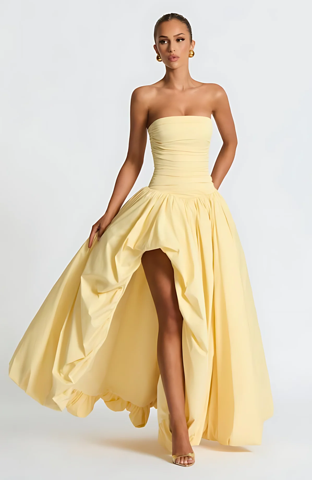 Women's sexy backless strapless fluffy hem split dress with high waist and pleated A-line long skirt elegant party evening dress
Women's sexy backless strapless fluffy hem split dress with high waist and pleated A-line long skirt elegant party evening dress