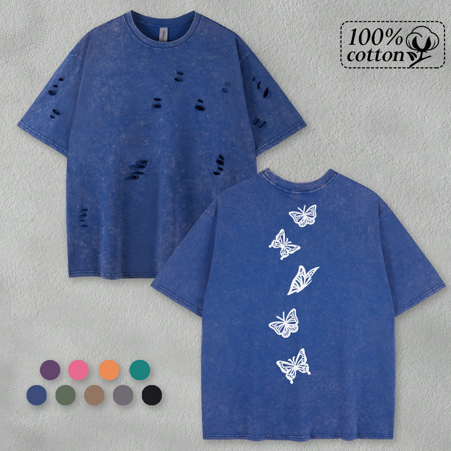 Many Butterflies Washed Men Holes T Shirt Summer Breathable Trendy Tee Hip Hop Soft Cotton Short Sleeve Unisex Loose Top
Many Butterflies Washed Men Holes T Shirt Summer Breathable Trendy Tee Hip Hop Soft Cotton Short Sleeve Unisex Loose Top