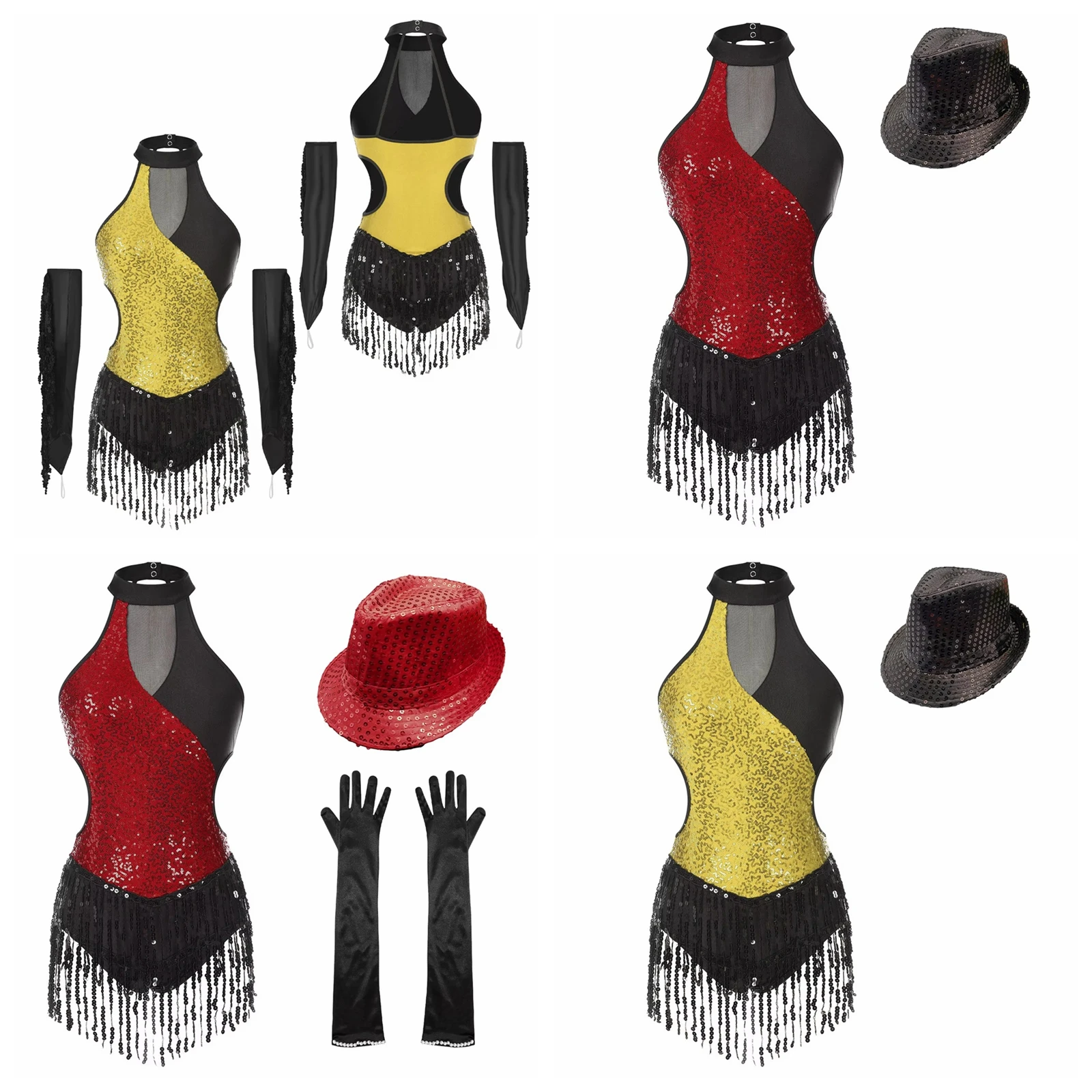 Womens Latin Dance Skating Jumpsuit with Gloves Bodysuit Fringed Tassel Leotard Cha Cha Tango Sequins Stage Dance Shows Costume
Womens Latin Dance Skating Jumpsuit with Gloves Bodysuit Fringed Tassel Leotard Cha Cha Tango Sequins Stage Dance Shows Costume