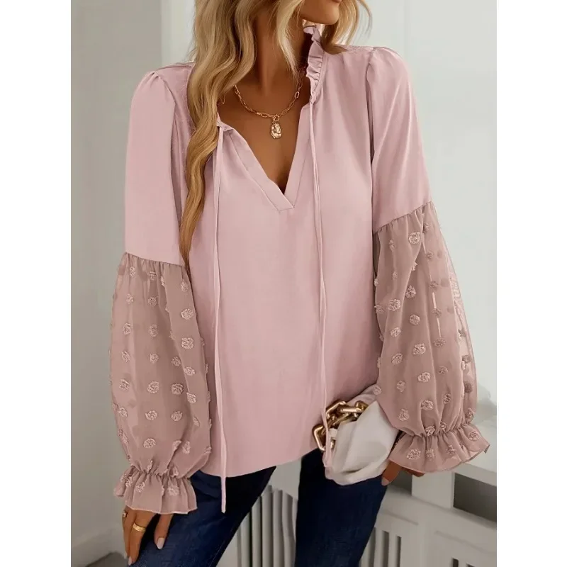 Plus Size 1XL5XL New Women's Elegant Swiss Polka Dot V-neck Fashionable Patchwork Lantern Sleeve Shirt
Plus Size 1XL5XL New Women's Elegant Swiss Polka Dot V-neck Fashionable Patchwork Lantern Sleeve Shirt