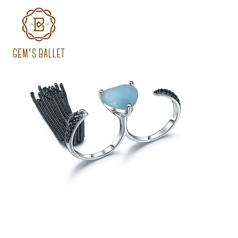 GEM'S BALLET, стерлинговое серебро 925 пробы, драгоценный камень, кольцо на два пальца, натуральное сердце, морской синий кальцедон, регулируемый открытый подарок для нее
GEM'S BALLET, стерлинговое серебро 925 пробы, драгоценный камень, кольцо на два пальца, натуральное сердце, морской синий кальцедон, регулируемый открытый подарок для нее