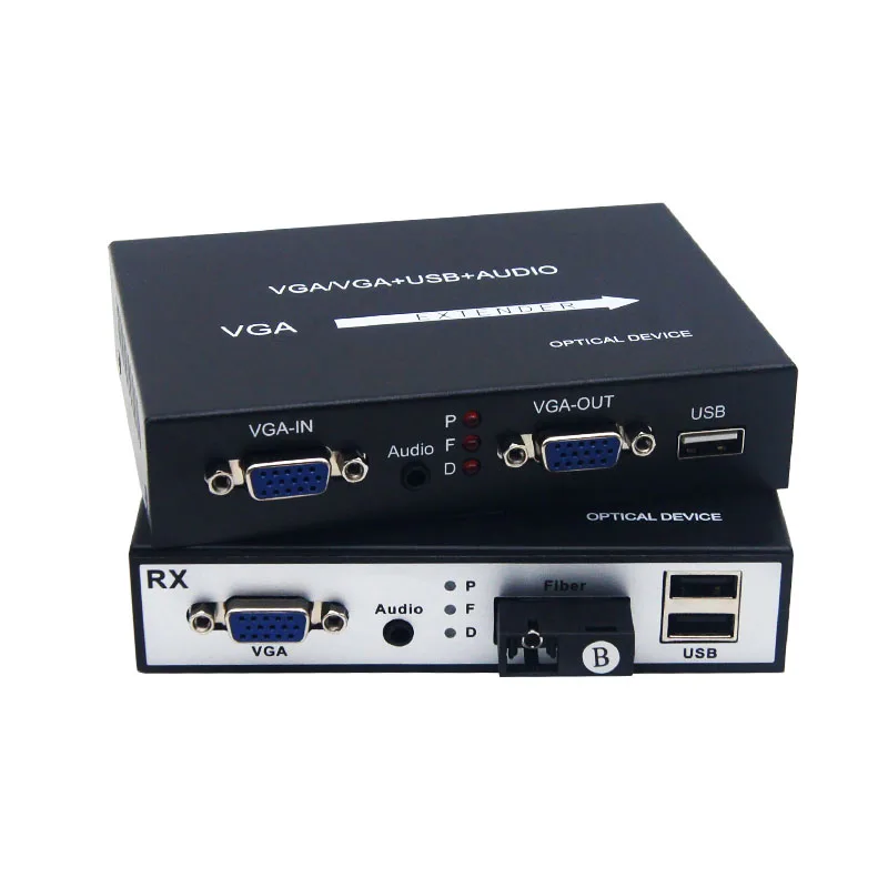 1080P VGA KVM over Fiber Converter via Single Mode Single Fiber Extender up to 20km with Audio VGA Loop-out
1080P VGA KVM over Fiber Converter via Single Mode Single Fiber Extender up to 20km with Audio VGA Loop-out