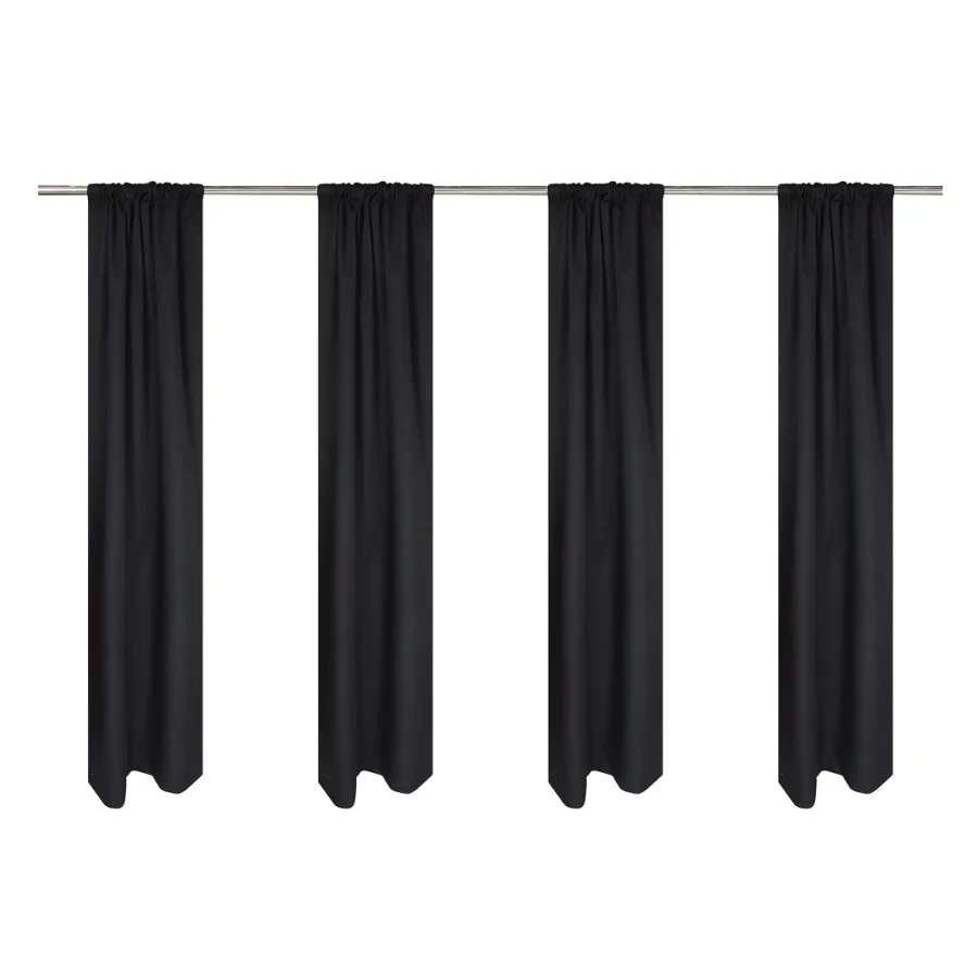 Black Solid Blackout Rod Pocket with Back Tabs Curtain Panels 4PC Set Set of 4 30" W x 84" L
Black Solid Blackout Rod Pocket with Back Tabs Curtain Panels 4PC Set Set of 4 30" W x 84" L