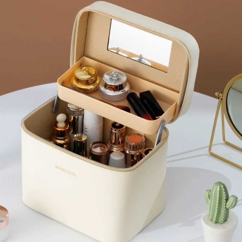 Large Capacity Hard Cosmetic Storage Case with Built-in Mirror, Portable Makeup Organizer Box for Vanity, Fits Skincare Products
Large Capacity Hard Cosmetic Storage Case with Built-in Mirror, Portable Makeup Organizer Box for Vanity, Fits Skincare Products