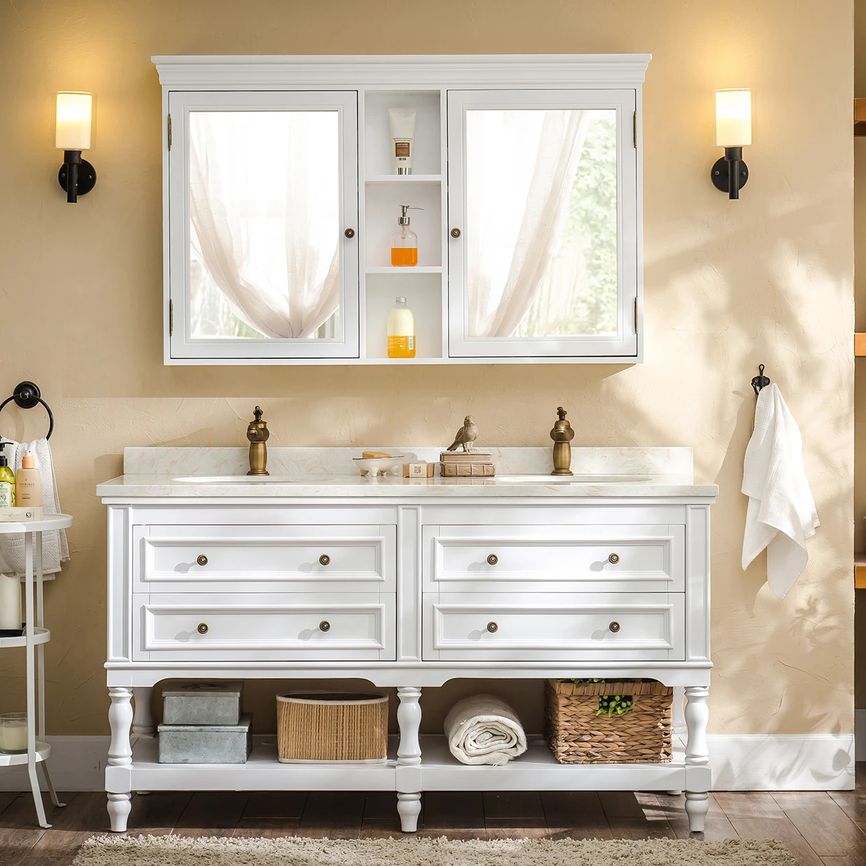 !@American Style Classical Solid Wood Double Sink Bathroom Vanity Cabinet Wall Mount Design Mirror Easy Clean 1 Year Warranty
!@American Style Classical Solid Wood Double Sink Bathroom Vanity Cabinet Wall Mount Design Mirror Easy Clean 1 Year Warranty