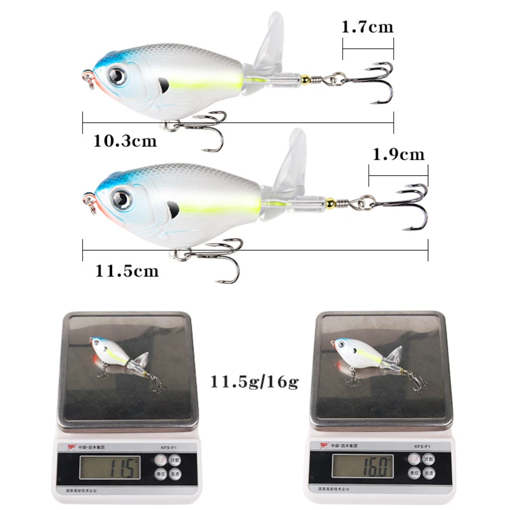 1Set 10.3cm/11.5cm 11.5g/16g Topwater Popper Fishing Lure - Whopper Plopper Hard Bait with Rotating Tail for Bass Pike
1Set 10.3cm/11.5cm 11.5g/16g Topwater Popper Fishing Lure - Whopper Plopper Hard Bait with Rotating Tail for Bass Pike