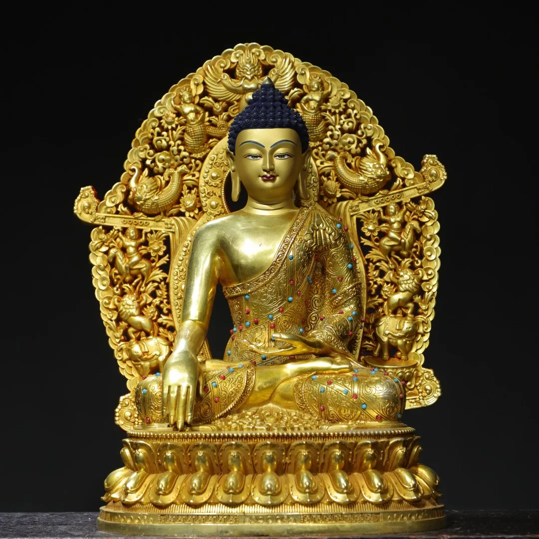 13"Tibetan Temple Collection Old Bronze Gilded Painted Face Shakyamuni Sitting Buddha GARUDA Backlight Platform Worship Hall
13"Tibetan Temple Collection Old Bronze Gilded Painted Face Shakyamuni Sitting Buddha GARUDA Backlight Platform Worship Hall
