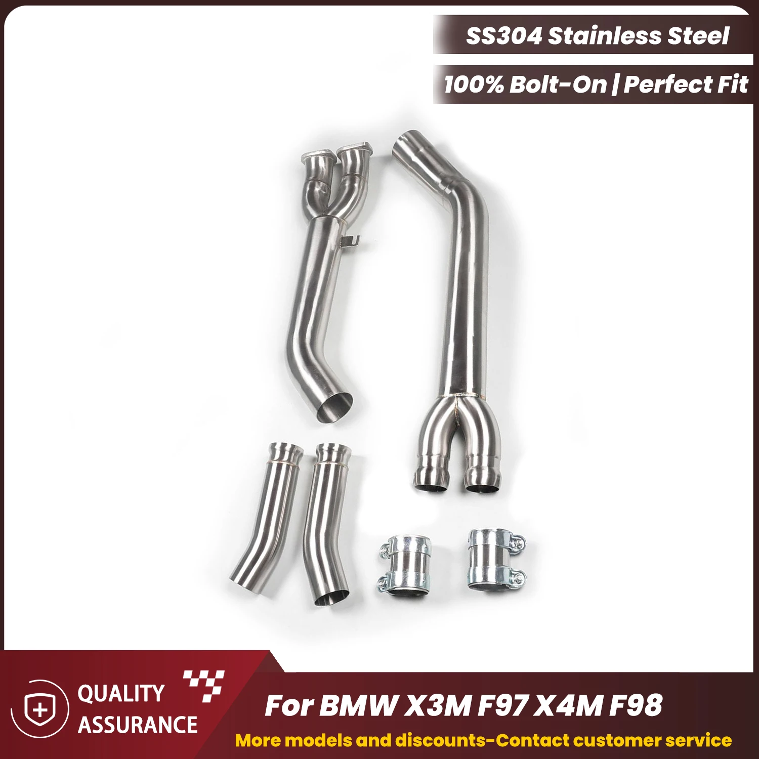 Stainless Steel Single Mid Pipe ECCF for BMW X3M F97 X4M F98 High Flow Plug & Play OEM Warranty Friendly
Stainless Steel Single Mid Pipe ECCF for BMW X3M F97 X4M F98 High Flow Plug & Play OEM Warranty Friendly