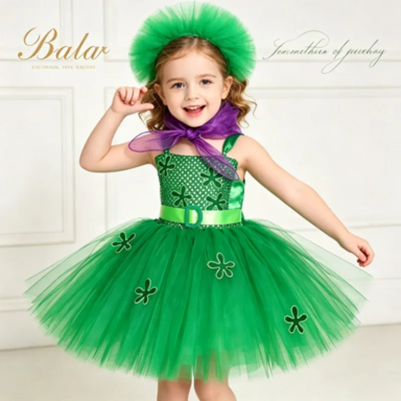 Girls' Green Cartoon Character Costume Set, Exquisite Tulle Fluffy Tutu Dress with Headband & Veil, Kids Halloween Outfit
Girls' Green Cartoon Character Costume Set, Exquisite Tulle Fluffy Tutu Dress with Headband & Veil, Kids Halloween Outfit