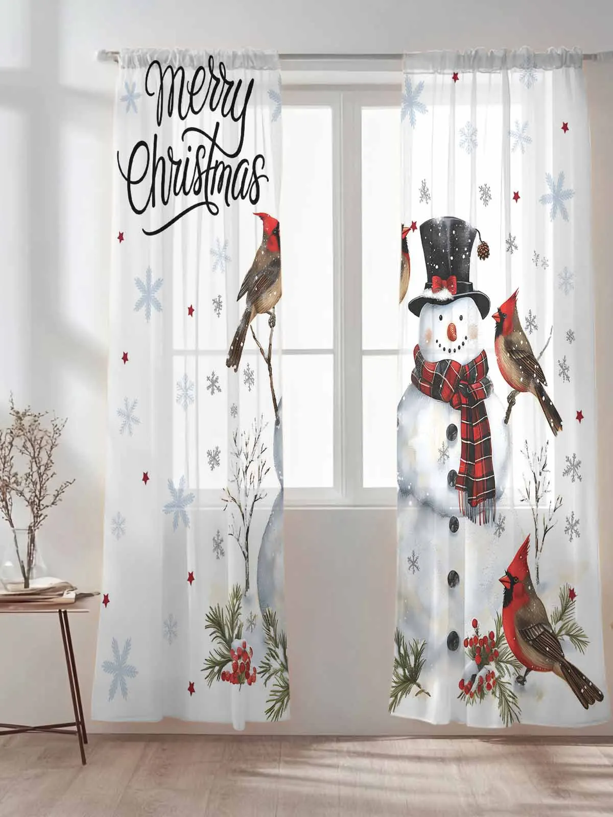 Winter Snowman Cardinals Stars Tulle Sheer Curtains for Living Room Bedroom Kitchen Decoration Voile Organza Curtains
Winter Snowman Cardinals Stars Tulle Sheer Curtains for Living Room Bedroom Kitchen Decoration Voile Organza Curtains