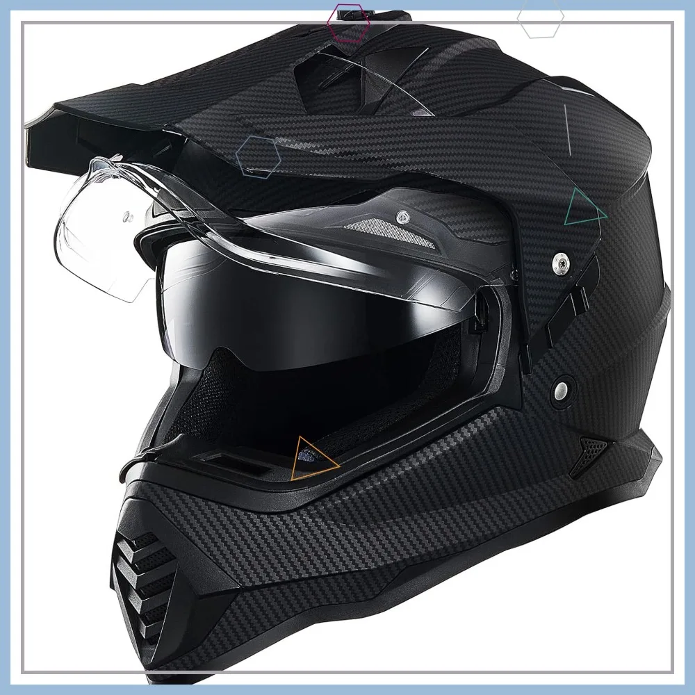 Dual Sport Adventure Motorcycle Helmet with Pinlock Sun Visor Snowmobile ATV Dirt Bike Off Road Casco Model WS902 Carbon Fiber L
Dual Sport Adventure Motorcycle Helmet with Pinlock Sun Visor Snowmobile ATV Dirt Bike Off Road Casco Model WS902 Carbon Fiber L