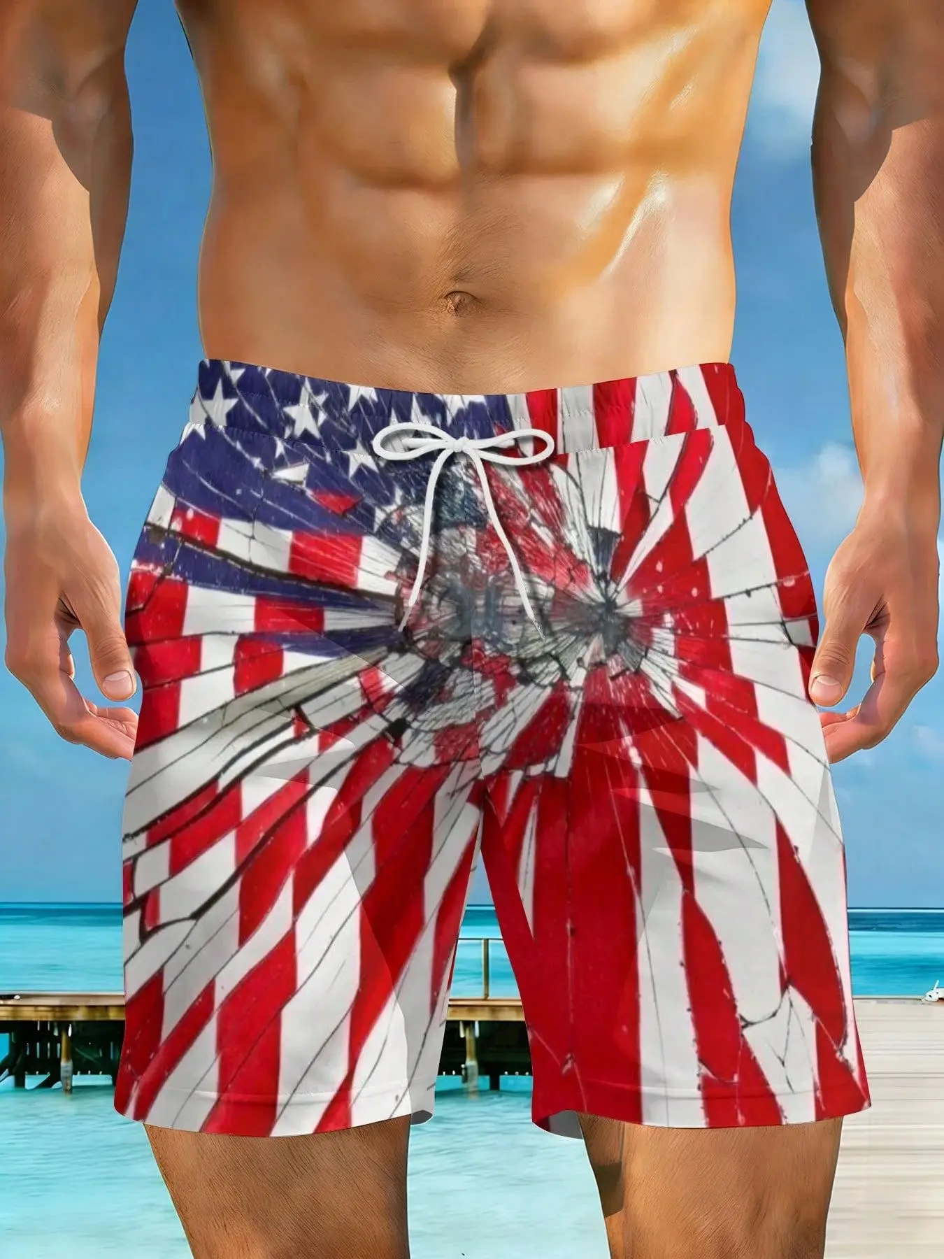 2026 Summer New Styles American Flag With Cracked Glass Effect Plus Size Men's Casual Beach Shorts Suitable For Summer Outings And Beach Vacations Surfing And Relaxation Activities
2026 Summer New Styles American Flag With Cracked Glass Effect Plus Size Men's Casual Beach Shorts Suitable For Summer Outings And Beach Vacations Surfing And Relaxation Activities