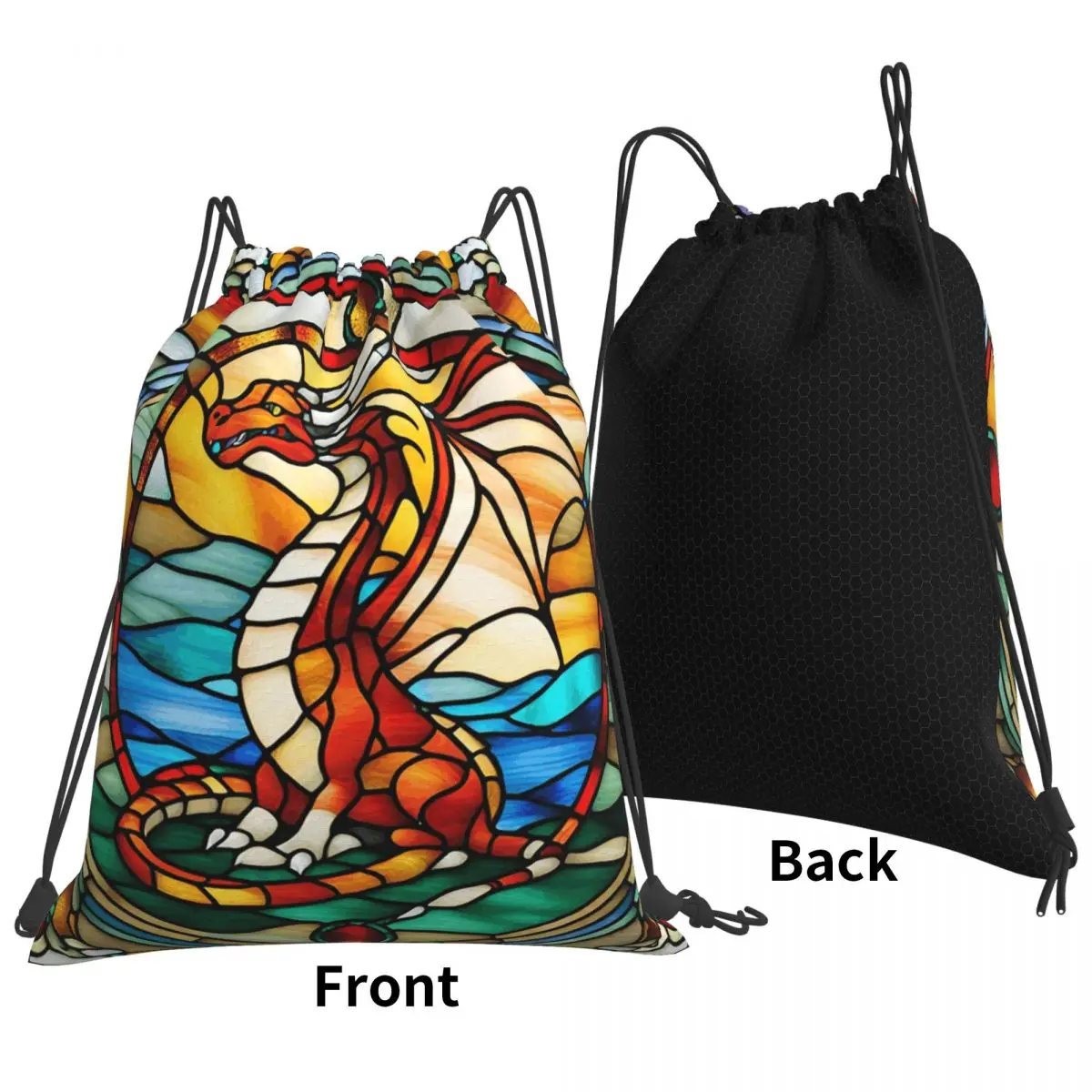 Stained Glass With A Dragon Backpacks Casual Drawstring Bags Sundries Bag Book Bags for Travel School
Stained Glass With A Dragon Backpacks Casual Drawstring Bags Sundries Bag Book Bags for Travel School