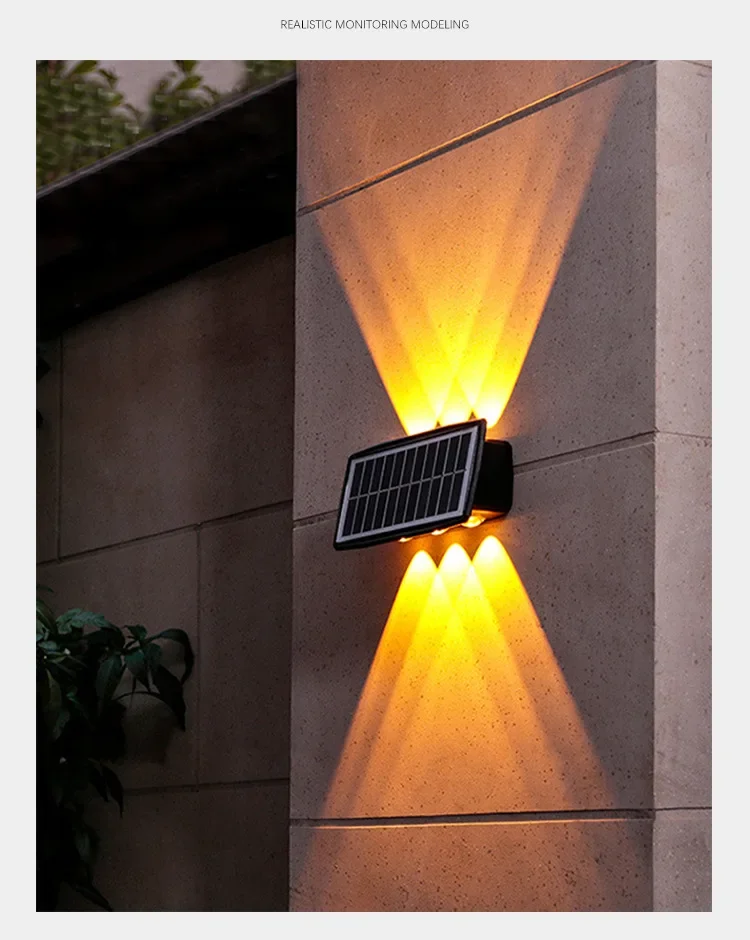 Household outdoor 6 beads double-headed solar wall lamp, garden yard rural gate solar wall lamp
Household outdoor 6 beads double-headed solar wall lamp, garden yard rural gate solar wall lamp
