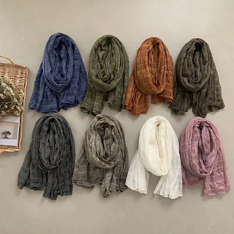 Bohemian retro cotton-linen scarf for women, solid color and plaid shawl, travel photography crinkled silk scarf, warm neck wrap
Bohemian retro cotton-linen scarf for women, solid color and plaid shawl, travel photography crinkled silk scarf, warm neck wrap