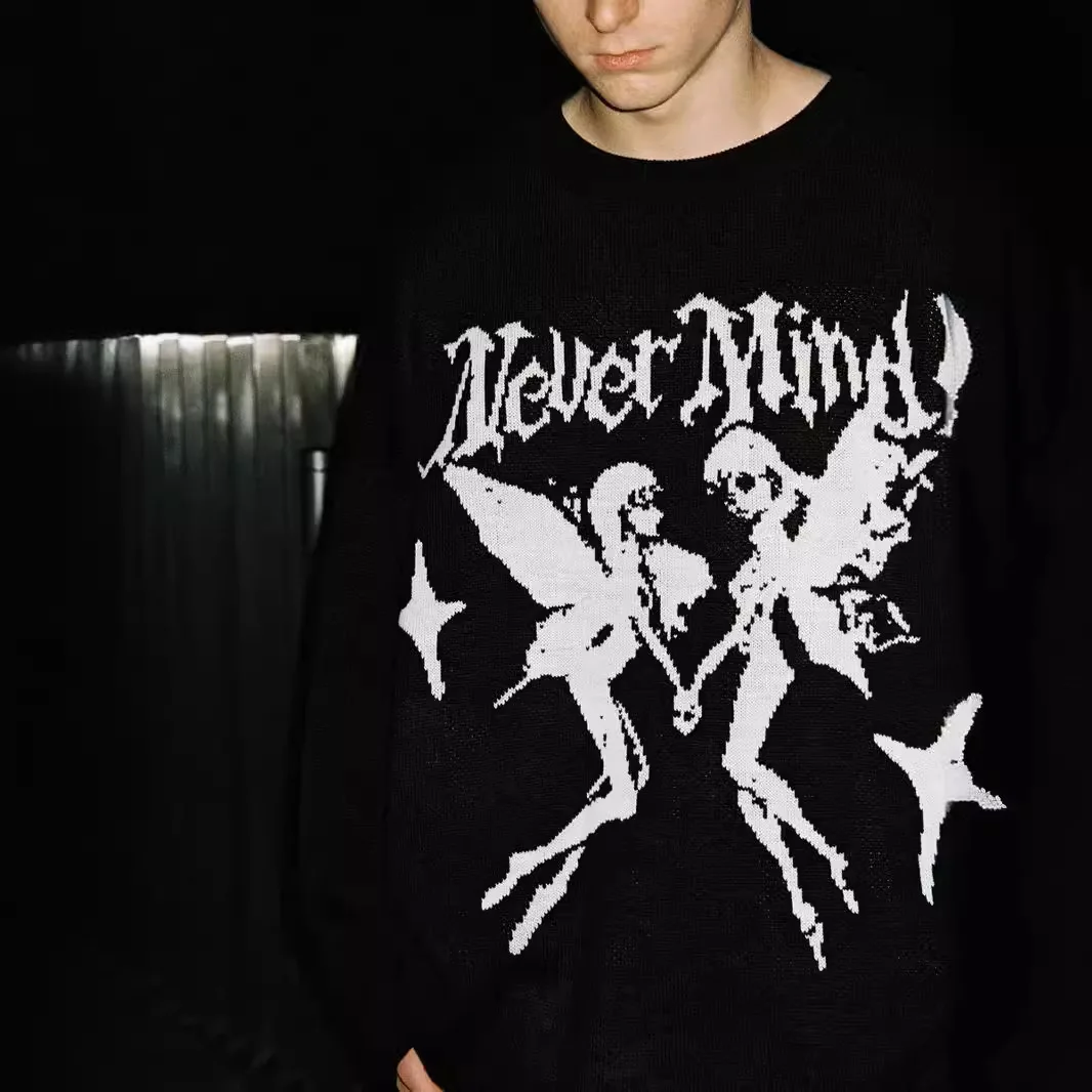 European and American style men's and women's winter knitted sweater Gothic punk long sleeved round neck top street Y2K Harajuku
European and American style men's and women's winter knitted sweater Gothic punk long sleeved round neck top street Y2K Harajuku