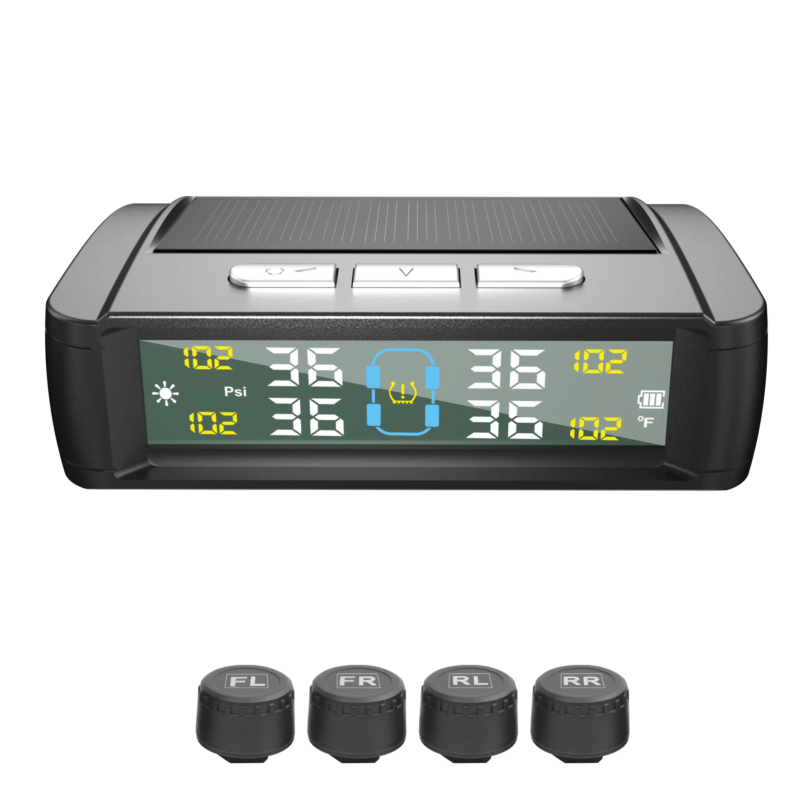 Solar-oriented RV TPMS 4-sensor Universal Tire Pressure Monitoring System with Meter for Car SUV Wholesale
Solar-oriented RV TPMS 4-sensor Universal Tire Pressure Monitoring System with Meter for Car SUV Wholesale