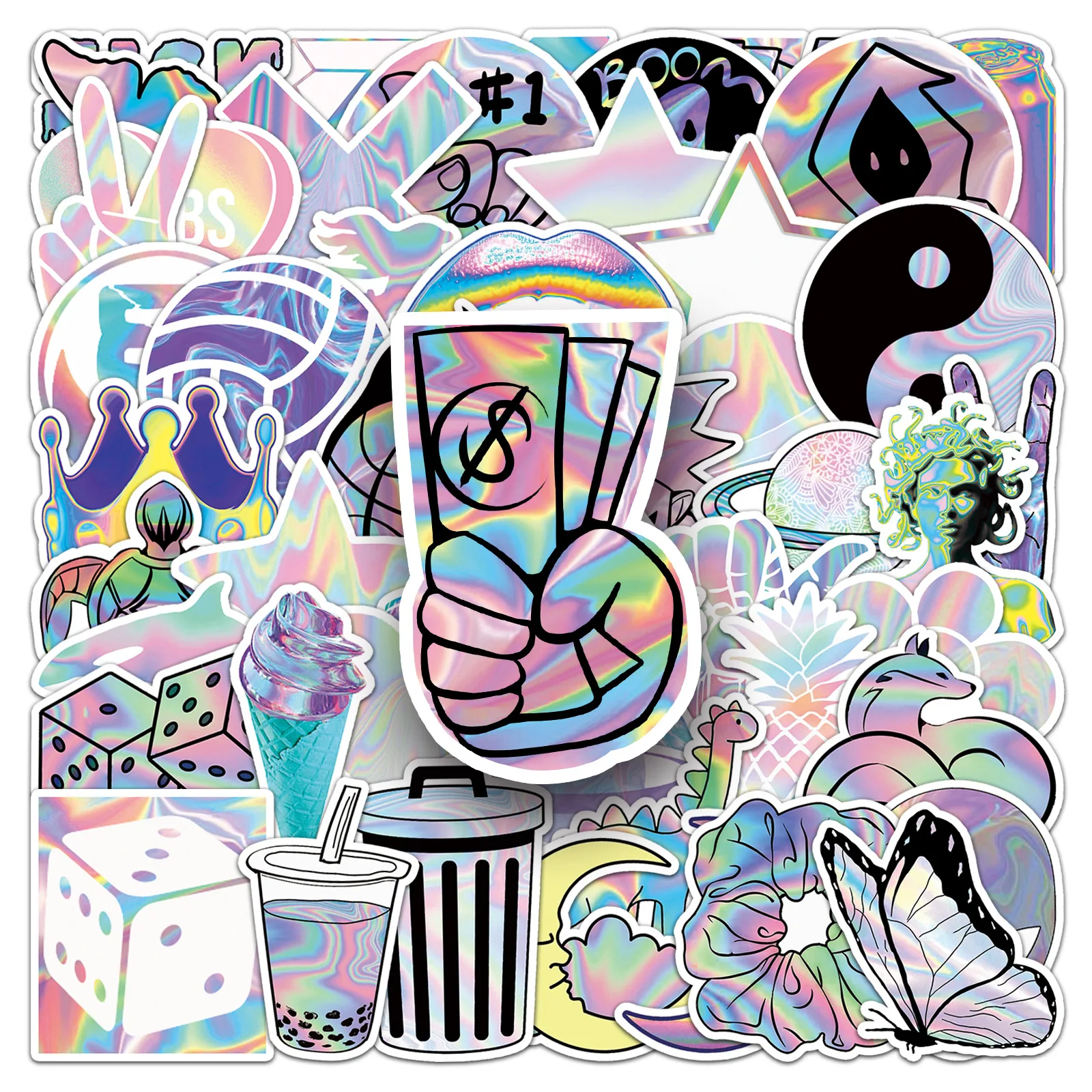 50Pcs Holographic Laser DIY Stickers for Laptops, Phones, Skateboards, Luggage,Assorted Funny for Gifts, Party Favors
50Pcs Holographic Laser DIY Stickers for Laptops, Phones, Skateboards, Luggage,Assorted Funny for Gifts, Party Favors