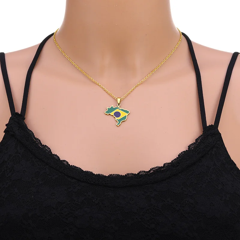 European And American Stainless Steel Brazilian Map Pendant Necklace As A Gift For Friends
European And American Stainless Steel Brazilian Map Pendant Necklace As A Gift For Friends