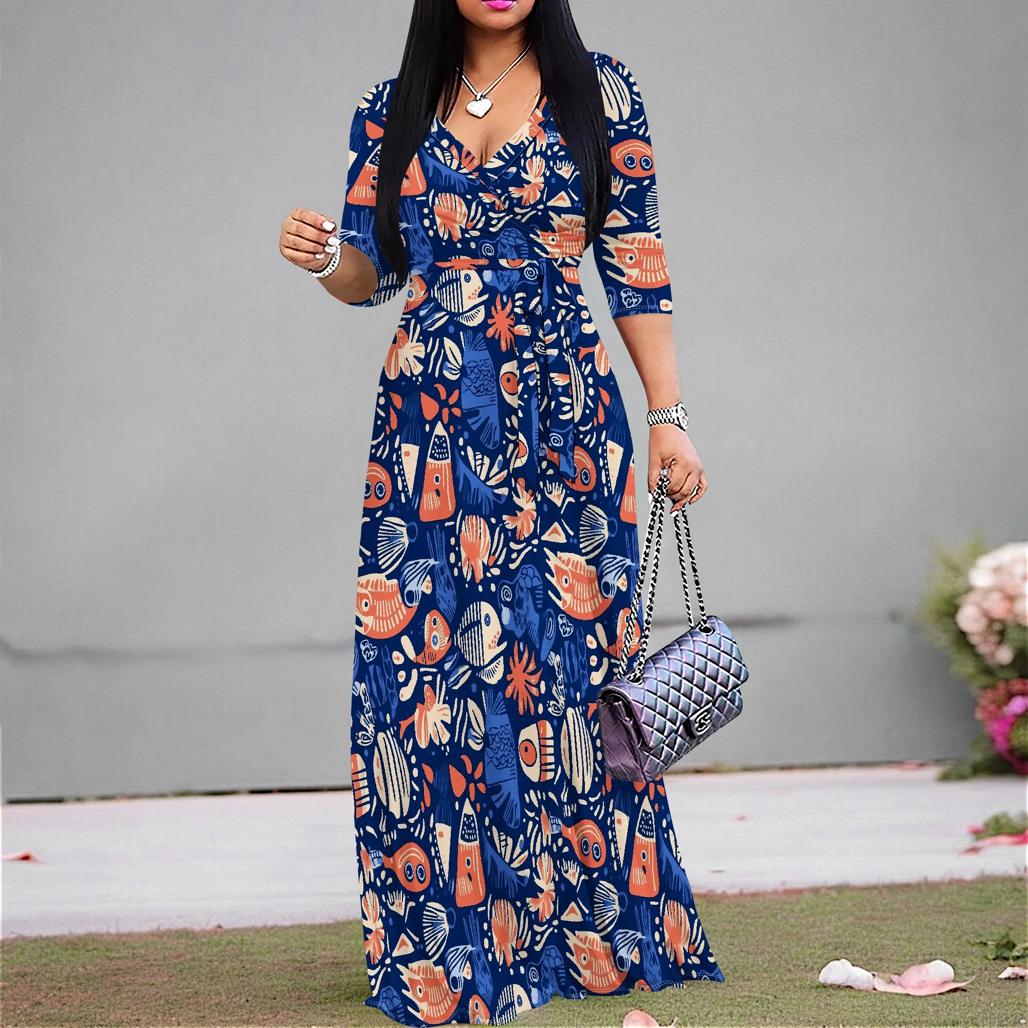 Nautical Sea Life Print Dress Women's Boho Summer Long Dress S-3XL Cruise Vacation Outfit
Nautical Sea Life Print Dress Women's Boho Summer Long Dress S-3XL Cruise Vacation Outfit