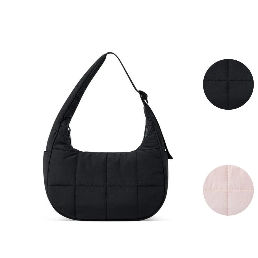Set of 2 Quilted Puffer Hobo Bags - Grid Pattern Nylon Shoulder Bags in Pink & Black
Set of 2 Quilted Puffer Hobo Bags - Grid Pattern Nylon Shoulder Bags in Pink & Black