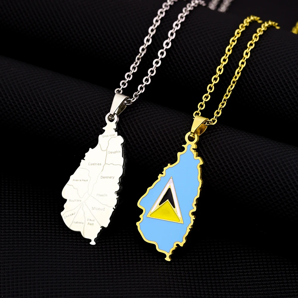 Fashion Saint Lucia Island Map Flag Pendant Necklace Stainless Steel Men Women Maps Jewelry Gift
Fashion Saint Lucia Island Map Flag Pendant Necklace Stainless Steel Men Women Maps Jewelry Gift