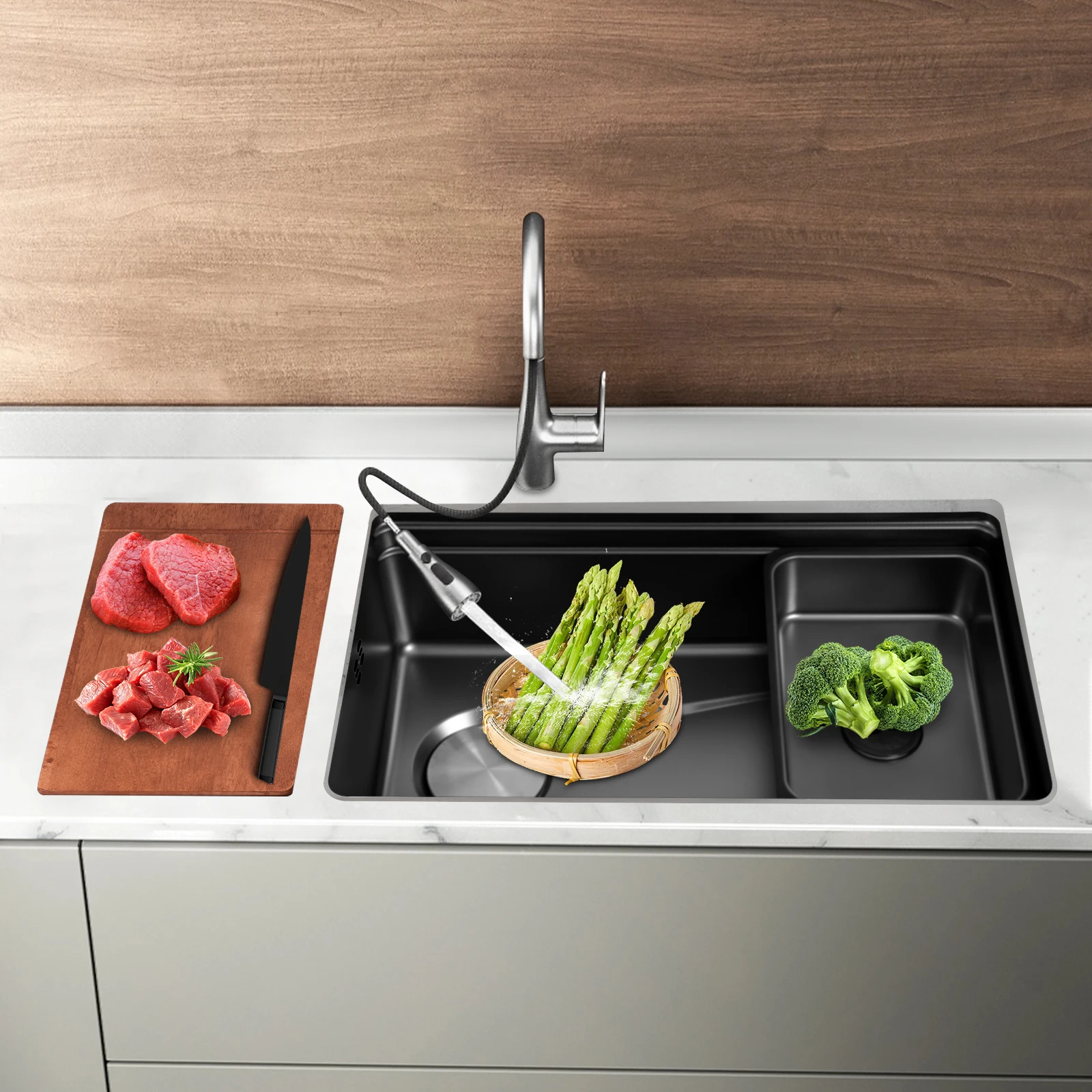 Black Kitchen Sink Resist Wear Undermount Workstation Sink Large Capacity Drop-In Single Bowl Bar Sink for Homes/Bathrooms/Farms
Black Kitchen Sink Resist Wear Undermount Workstation Sink Large Capacity Drop-In Single Bowl Bar Sink for Homes/Bathrooms/Farms