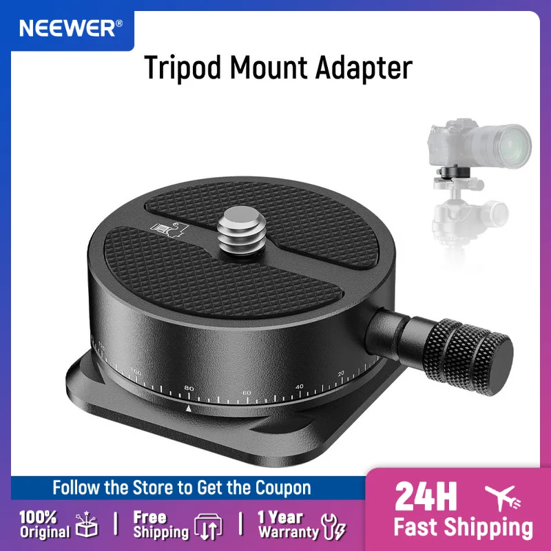 NEEWER Panoramic Quick Release Plate 360° Scaled Panning Head Camera Tripod Mount Adapter for DSLR Camera Camcorder
NEEWER Panoramic Quick Release Plate 360° Scaled Panning Head Camera Tripod Mount Adapter for DSLR Camera Camcorder 