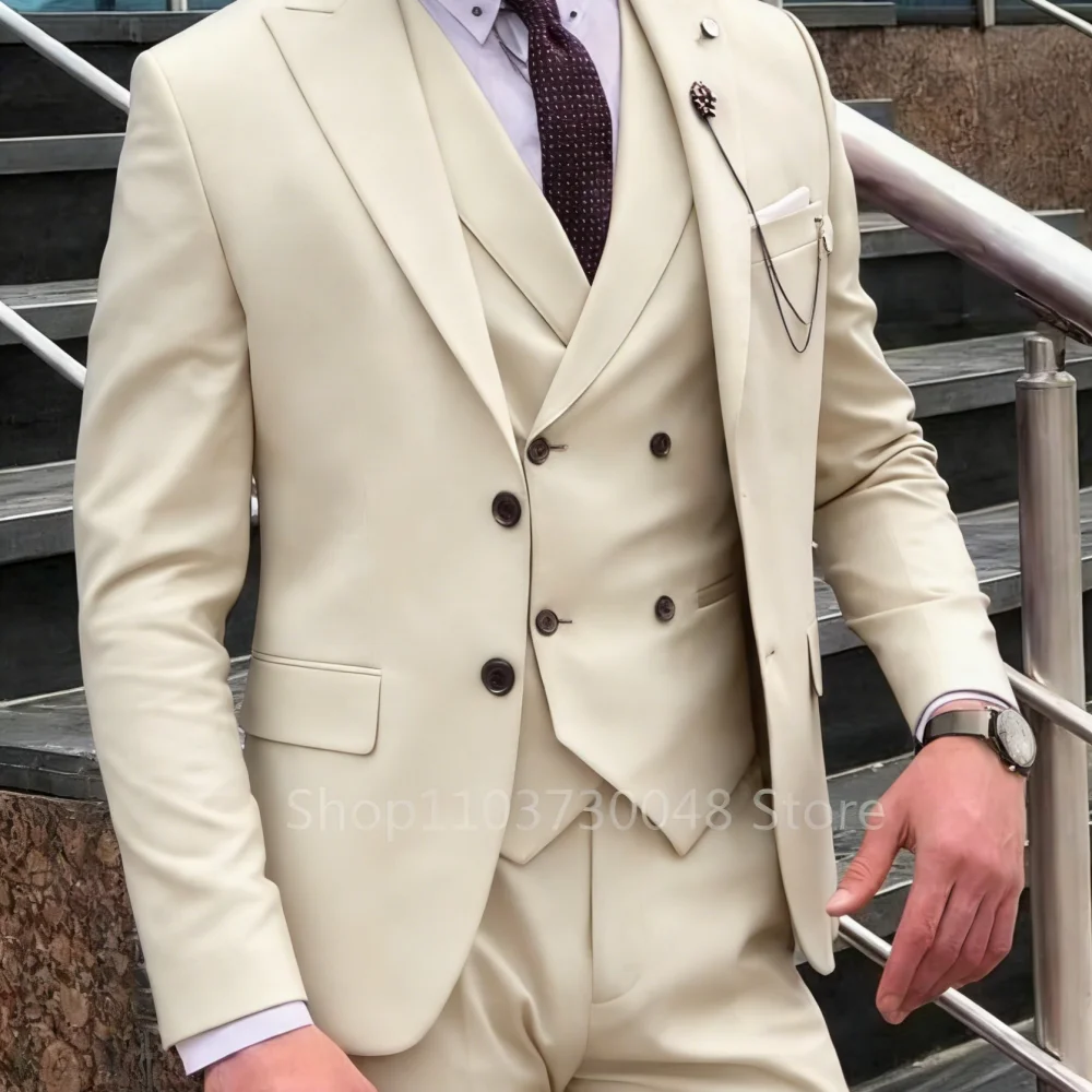 Slim Fit Groomsmen Suit 3-Piece Set Formal Wedding Business Jacket Vest Trousers for Party Mens Fashion Tailored Clothing
Slim Fit Groomsmen Suit 3-Piece Set Formal Wedding Business Jacket Vest Trousers for Party Mens Fashion Tailored Clothing