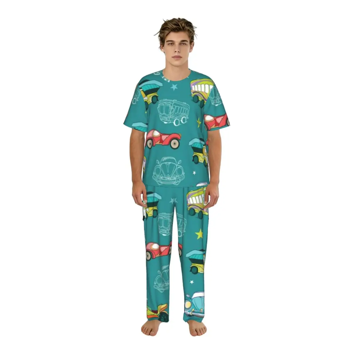Sleepwear Summer Spring Home Clothes Transportation Cars Trucks Motorcyles Pattern Short Sleeve Long Pant Nightwear
Sleepwear Summer Spring Home Clothes Transportation Cars Trucks Motorcyles Pattern Short Sleeve Long Pant Nightwear