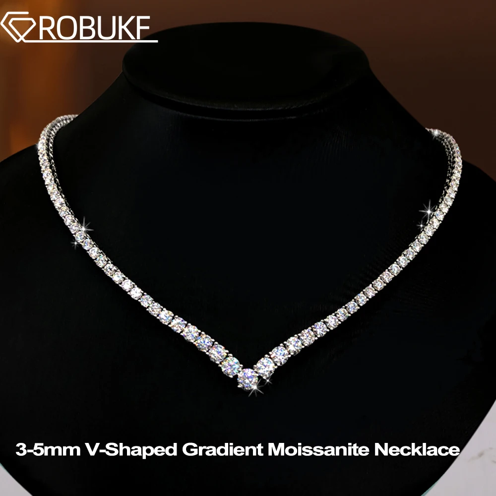 V-Shaped All Moissanite Tennis Necklace For Women with Certificate 3-5mm Size Gradient Diamond 925 Sterling Silver Chain Jewelry
V-Shaped All Moissanite Tennis Necklace For Women with Certificate 3-5mm Size Gradient Diamond 925 Sterling Silver Chain Jewelry