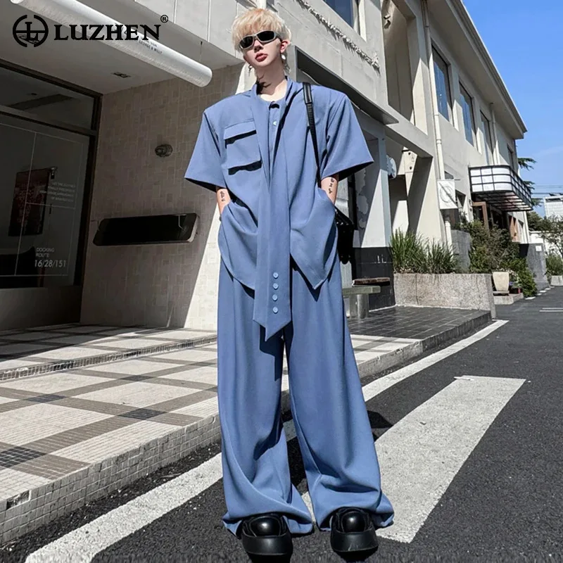 LUZHEN Two-piece Sets Handsome Solid Color Loose Straight Casual Pants 2025 Summer High Quality Ribbon Short Sleeve Shirt JY1675
LUZHEN Two-piece Sets Handsome Solid Color Loose Straight Casual Pants 2025 Summer High Quality Ribbon Short Sleeve Shirt JY1675