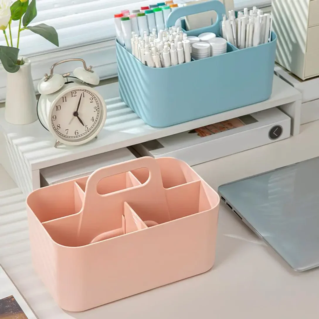 1PC 5-Compartment Plastic Storage Basket With Handle Portable Office Desk Organizer For Pens Stationery Home Desktop Organizer
1PC 5-Compartment Plastic Storage Basket With Handle Portable Office Desk Organizer For Pens Stationery Home Desktop Organizer
