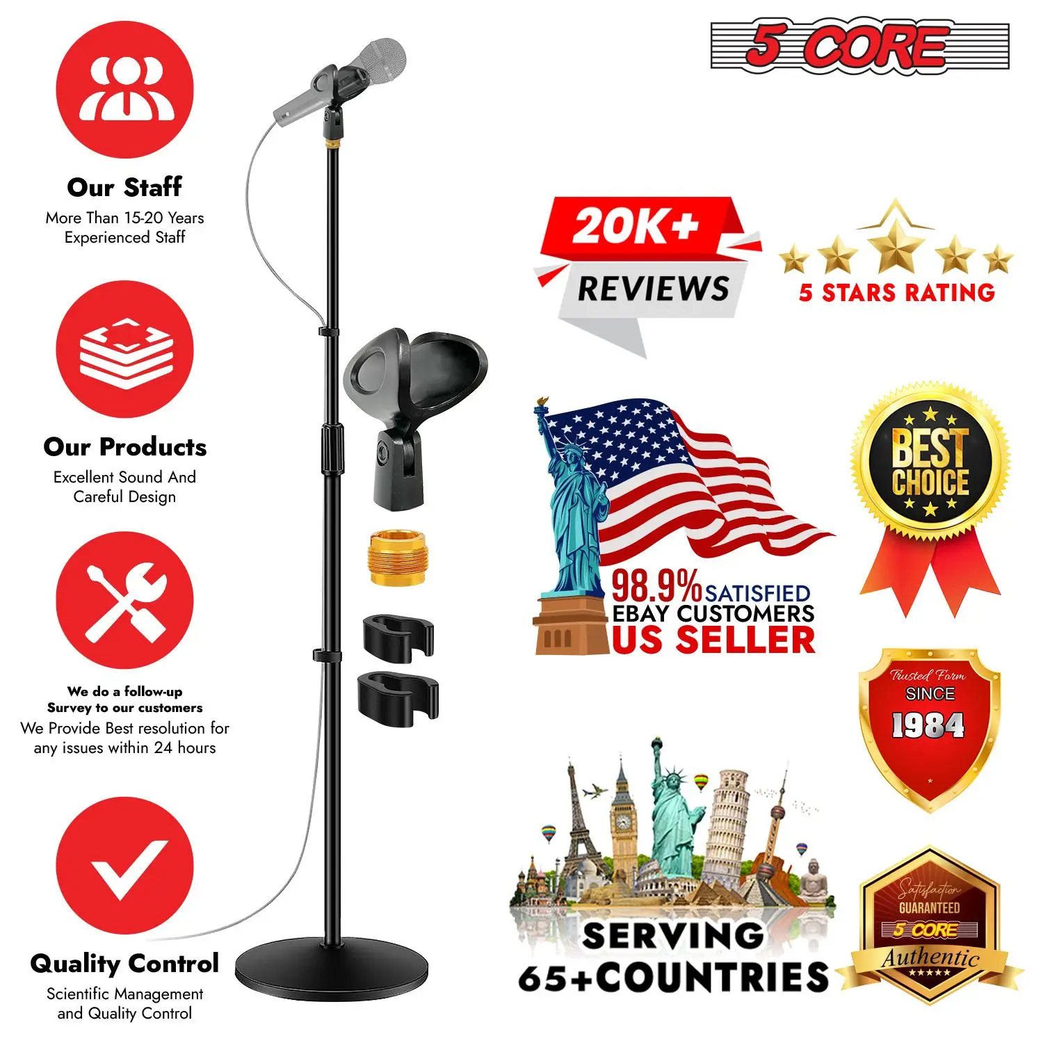 5-core microphone stand, universal microphone stand boom microphone stand with weighted circular base, height adjustable
5-core microphone stand, universal microphone stand boom microphone stand with weighted circular base, height adjustable