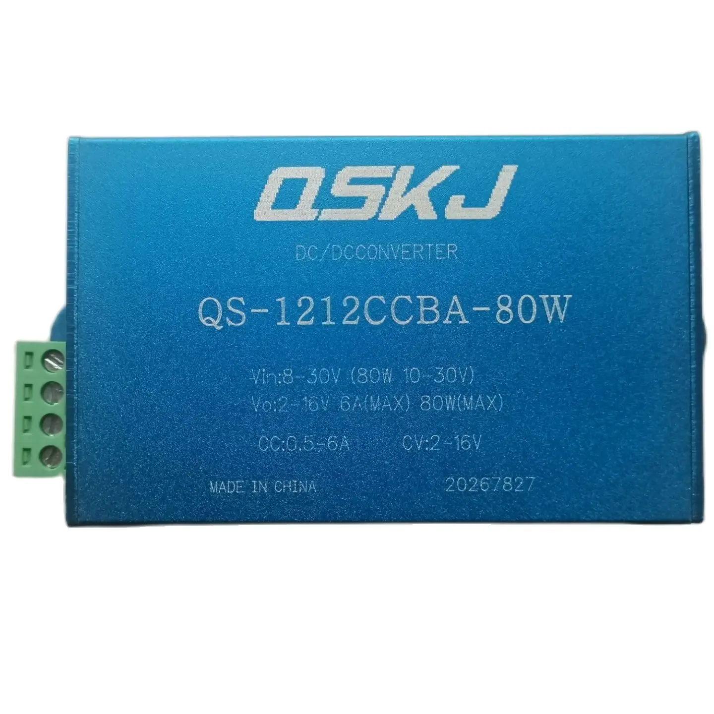 QS-1212CCBA-80W Input 8-30V Output 2-16V 80W Constant current & voltage Auto Boost Buck Converter
QS-1212CCBA-80W Input 8-30V Output 2-16V 80W Constant current & voltage Auto Boost Buck Converter