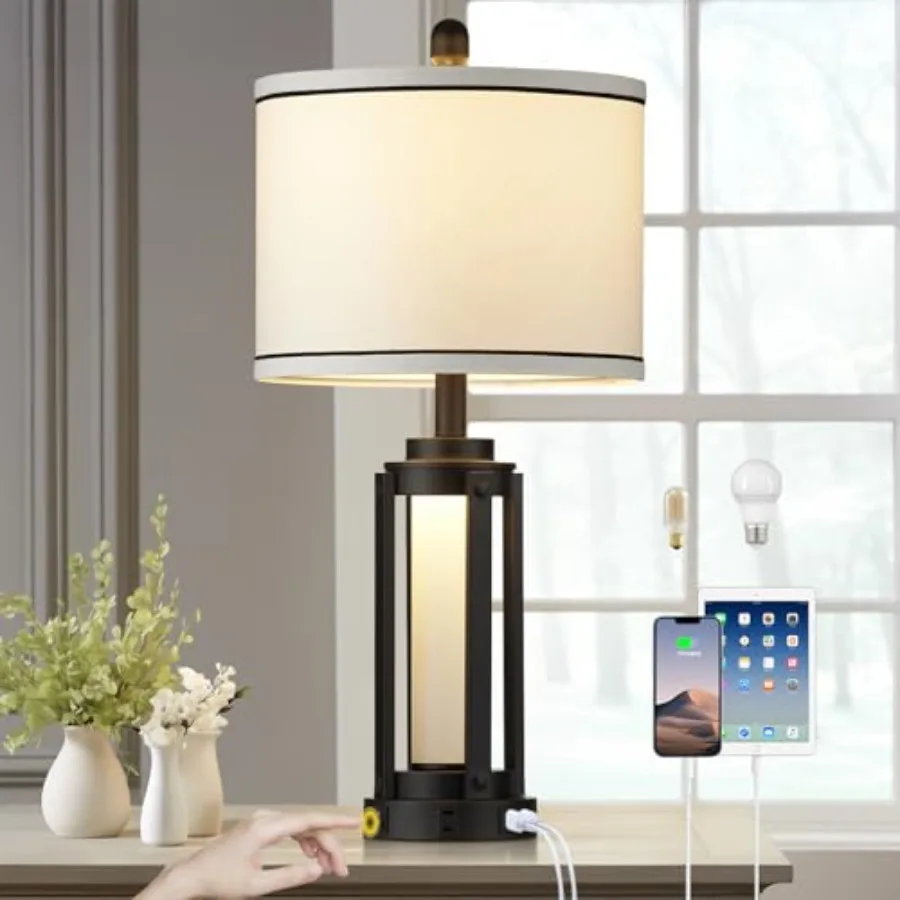 26" Modern Table Lamp with USB A+C Charging Ports and AC Outlet Industrial Beside Contemporary Lamp Glass LED Night Light for L
26" Modern Table Lamp with USB A+C Charging Ports and AC Outlet Industrial Beside Contemporary Lamp Glass LED Night Light for L