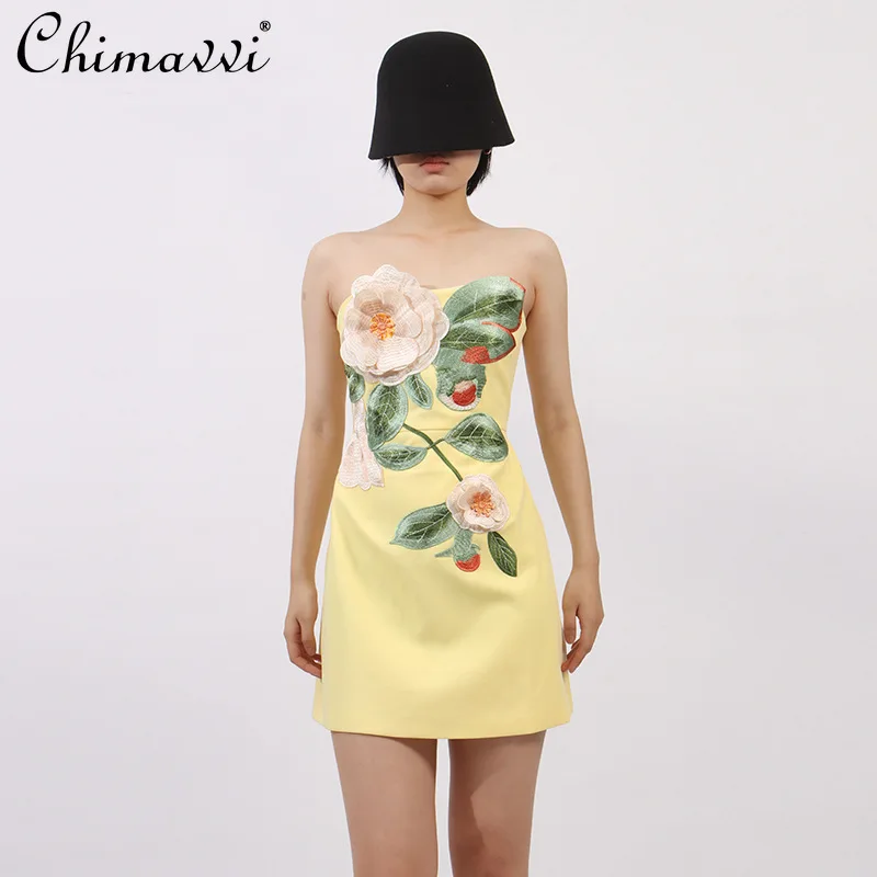 French Elegant Temperament Socialite Party Dresses Embroidered 3D Flower Sleeveless High Waist Slim Fit Short Dress Women Summer
French Elegant Temperament Socialite Party Dresses Embroidered 3D Flower Sleeveless High Waist Slim Fit Short Dress Women Summer