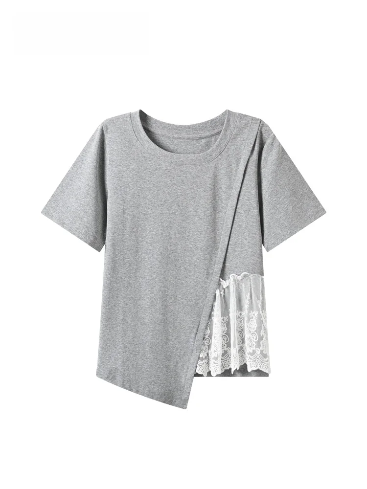 plus Size Lace Splice Short Sleeve T-Shirt Women's Summer New Style Casual Cotton Blend Fashionable Top for Plump Sister
plus Size Lace Splice Short Sleeve T-Shirt Women's Summer New Style Casual Cotton Blend Fashionable Top for Plump Sister