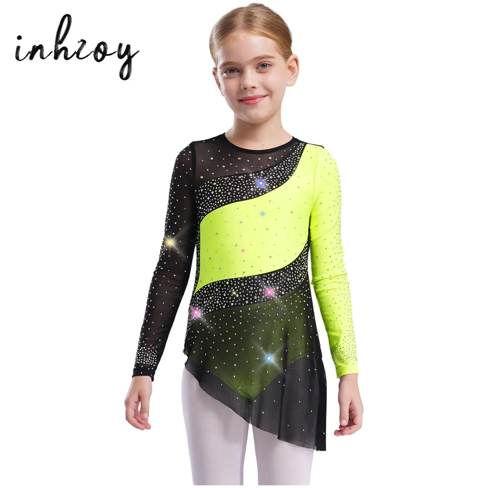 Kids Girls Figure Skating Gymnastics Dance Costume Long Sleeve Sheer Mesh Patchwork Shiny Rhinestones Color Block Leotard Dress
Kids Girls Figure Skating Gymnastics Dance Costume Long Sleeve Sheer Mesh Patchwork Shiny Rhinestones Color Block Leotard Dress