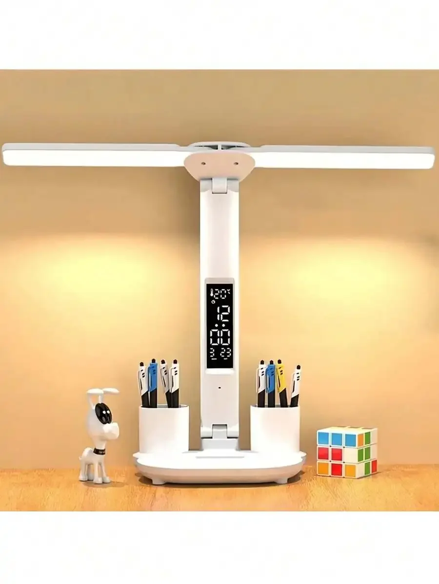 1 Double-Head Pen Holder Desk Lamp, White Light With Three Levels Of Brightness Adjustment, Time Display, USB Plug, Suitable For
1 Double-Head Pen Holder Desk Lamp, White Light With Three Levels Of Brightness Adjustment, Time Display, USB Plug, Suitable For