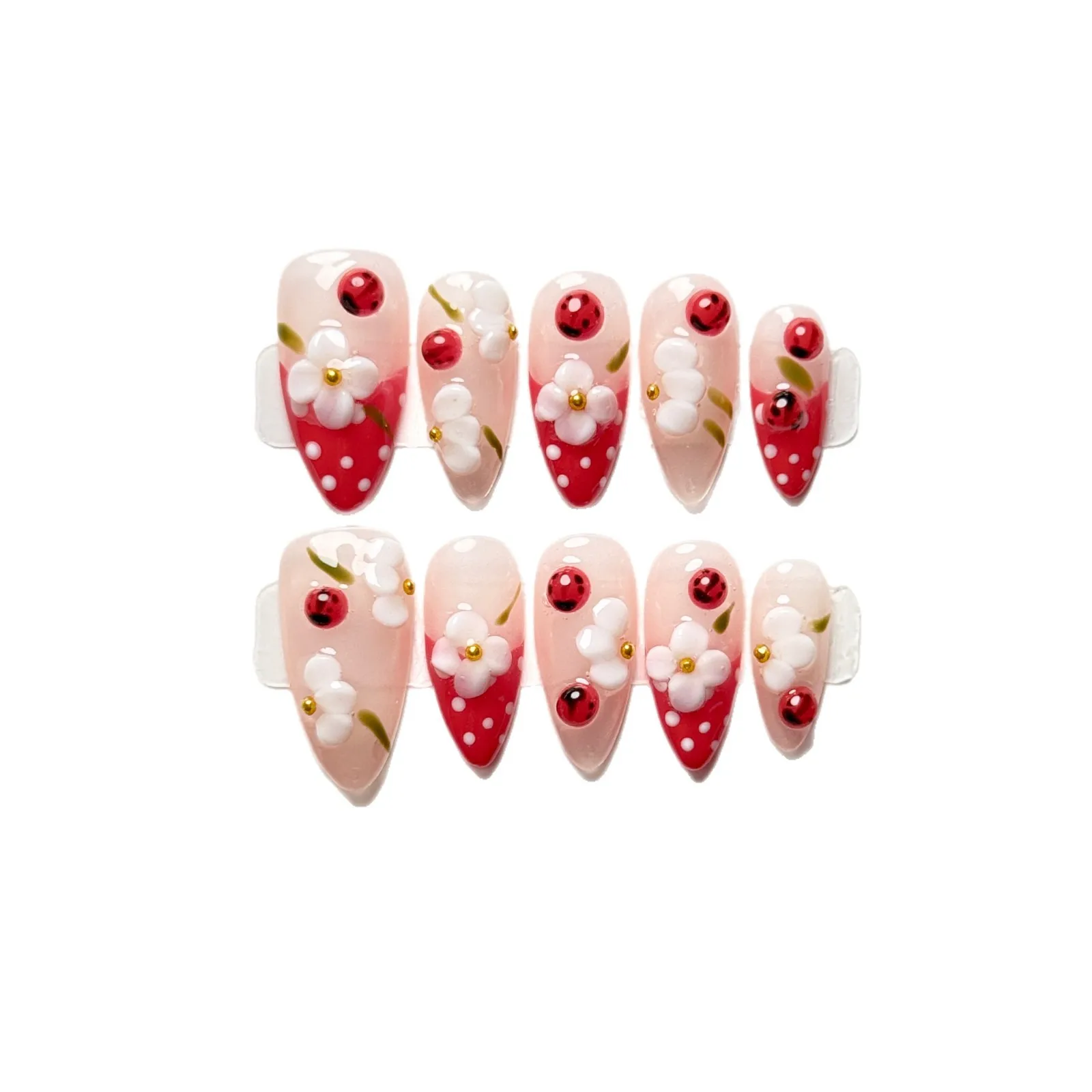 10pcs Handmade Almond Press On Nails Wine Red French Polka Dot 3D Carving Flower Cherry Design Sweet Fake Nails Wearable Nails
10pcs Handmade Almond Press On Nails Wine Red French Polka Dot 3D Carving Flower Cherry Design Sweet Fake Nails Wearable Nails