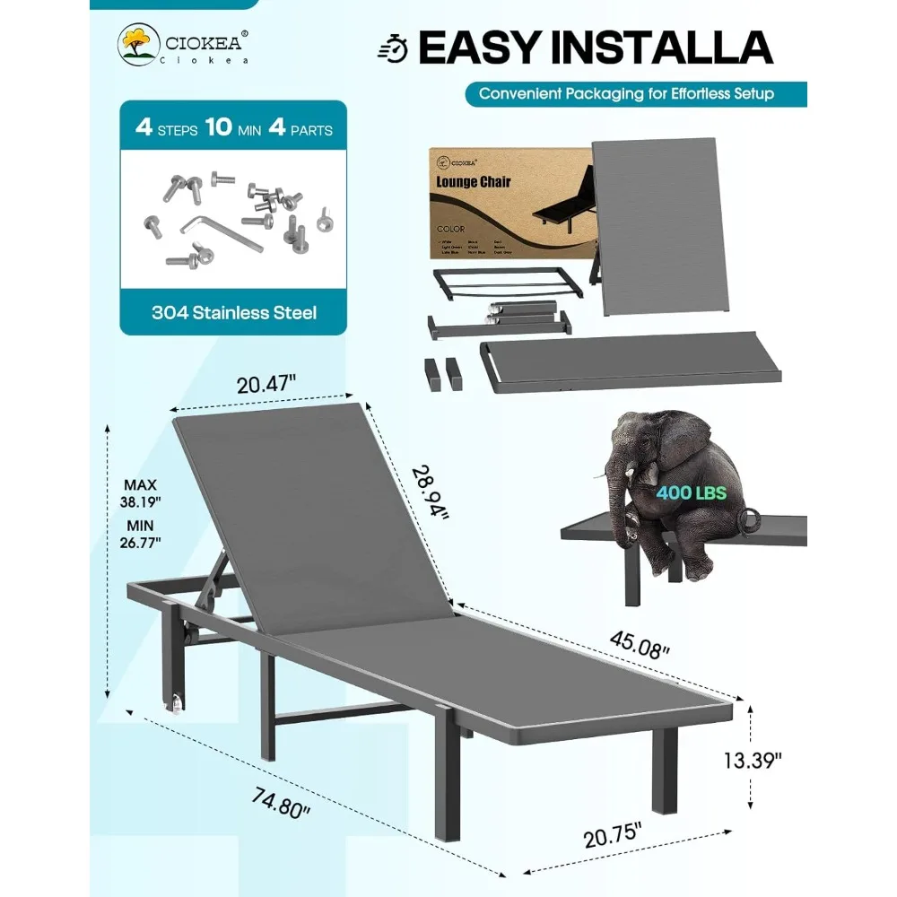 Aluminum Chaise Lounge Chair Outdoor with Wheels, Patio Lounge Chair with Adjustable 5-Position Recliner and Full, Customized
Aluminum Chaise Lounge Chair Outdoor with Wheels, Patio Lounge Chair with Adjustable 5-Position Recliner and Full, Customized