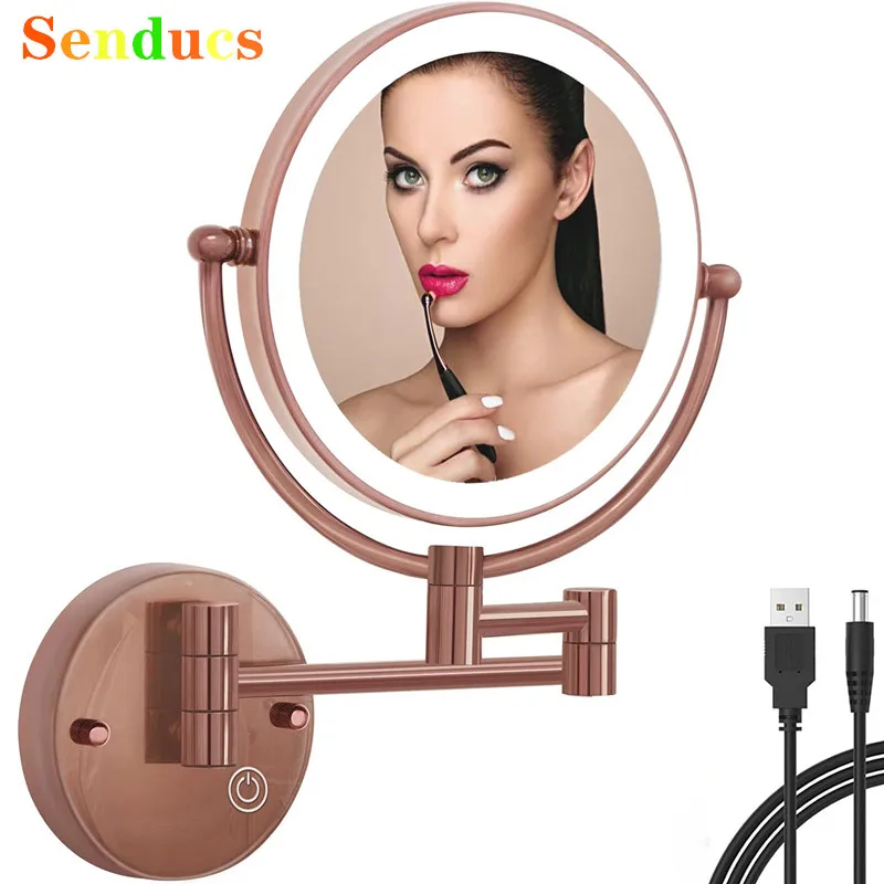 Touch Bath Mirrors 5X Charge Magnifying Led Folding Bathroom Mirror Wall Mounted Double Face Touch on Led Folding Makeup Mirrors
Touch Bath Mirrors 5X Charge Magnifying Led Folding Bathroom Mirror Wall Mounted Double Face Touch on Led Folding Makeup Mirrors
