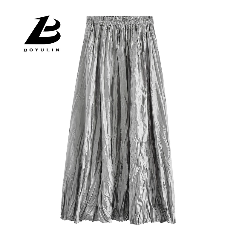 Женская атласная макси-юбка 2025 года — плиссированная длинная юбка трапециевидной формы с высокой талией
Женская атласная макси-юбка 2025 года — плиссированная длинная юбка трапециевидной формы с высокой талией